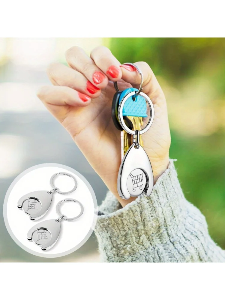 2er-Pack Einkaufswagenchip-Schlüsselanhänger, Mini Tragbare Einkaufswagen-Öffner-Münzen, Schlüsselring, Supermarkt-Zubehör, Geschenk für Sie – Detail 1