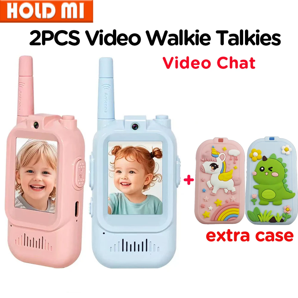 2 PCS Bambini Video Walkie Talkie 2 "Schermo HD USB-C Ricaricabile One-Click HD Chiamata Citofono Bambini Ragazzi Ragazze Regali di compleanno