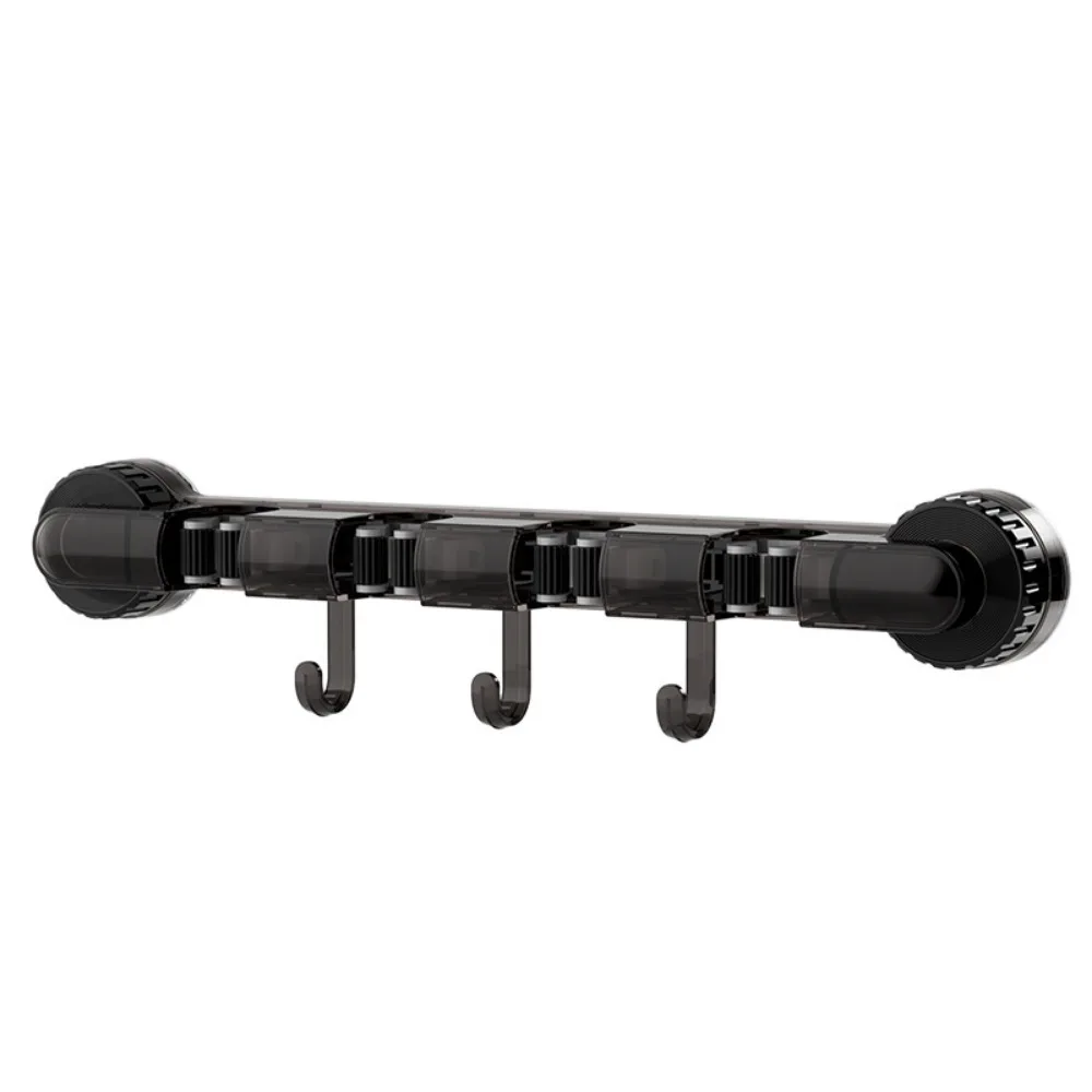 

Multifunctional 4 Clips Suction Cup Mop Holder Wall Mounted Space Saving Mop Clip Holder Plastic Traceless Broom Hanger for Home