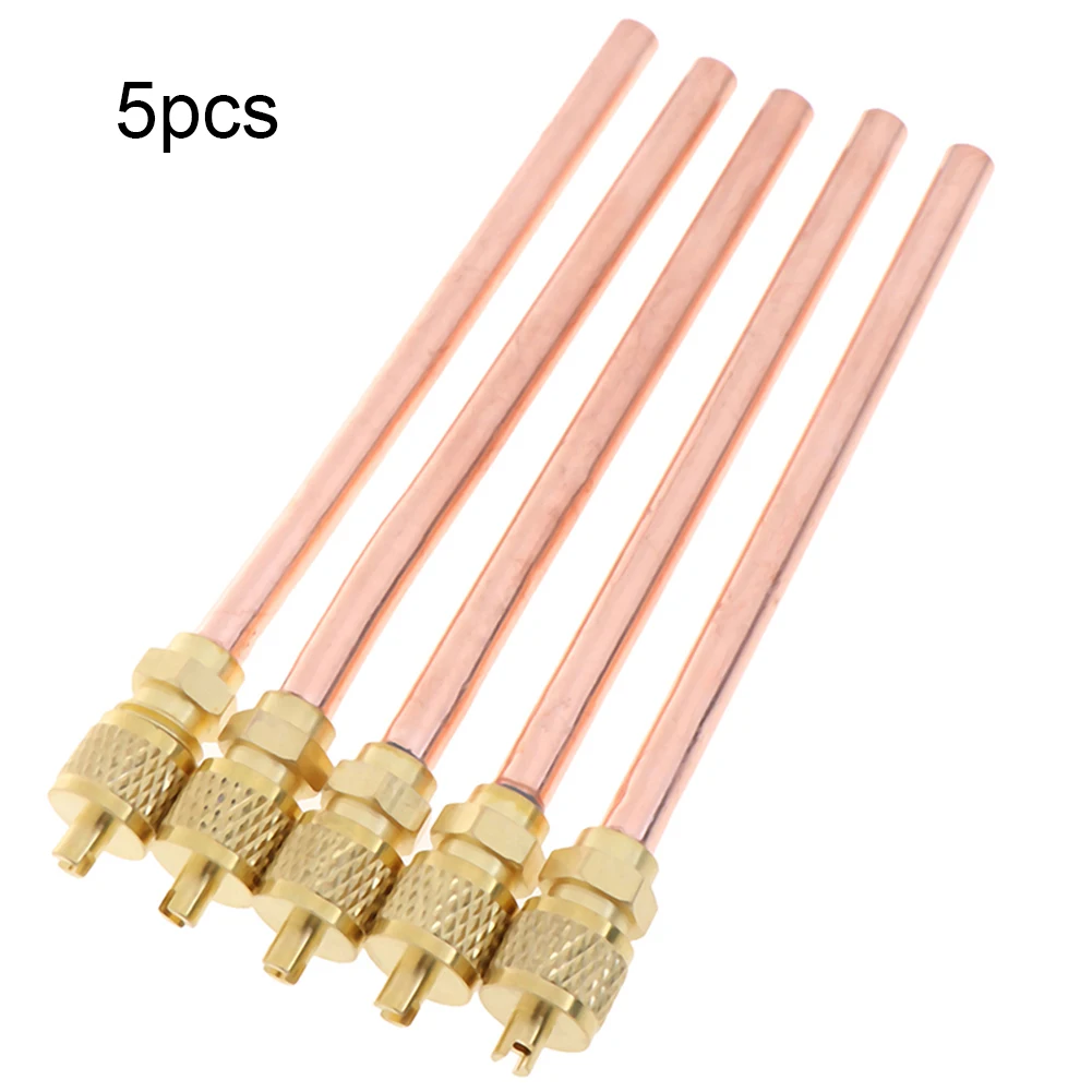 

Brass Refrigeration Access Valve Filling Valve, 5PCS Air Conditioning Accessories for Vacuum, Pressure Checking and More