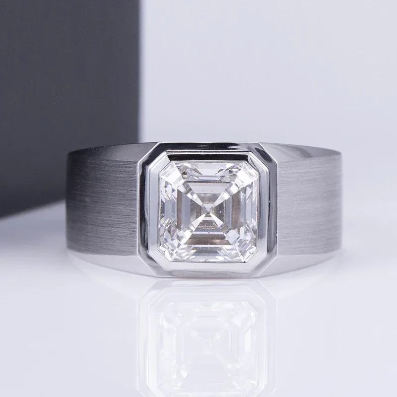 

Ruihe Новое кольцо из белого золота 18 карат 2CT Asscher Cut Lab Diamond или высшего качества D Цвет Муассанит Мужское кольцо Свадебные обручальные кольца