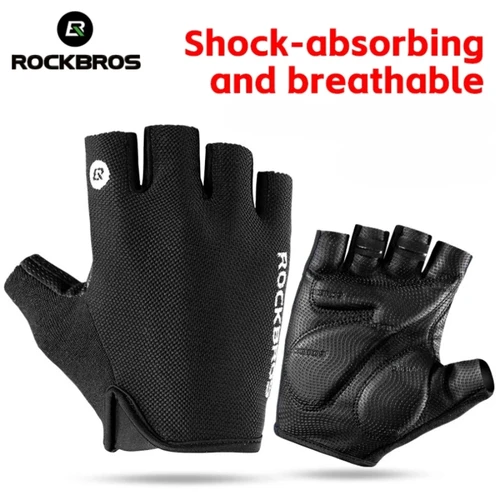 Guantes de ciclismo ROCKBROS, guantes transpirables de medio dedo, guantes de bicicleta de carreras, guantes antideslizantes para bicicleta de montaña, guantes para equipo de ciclismo