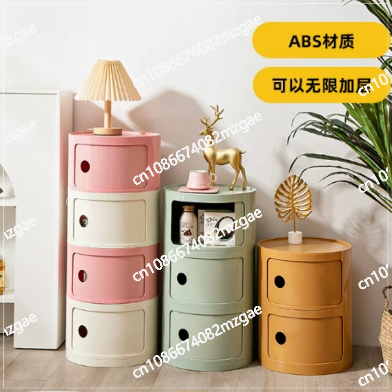 

Прикроватная тумбочка в скандинавском стиле, круглая, с местом для хранения, простая тумба для спальни