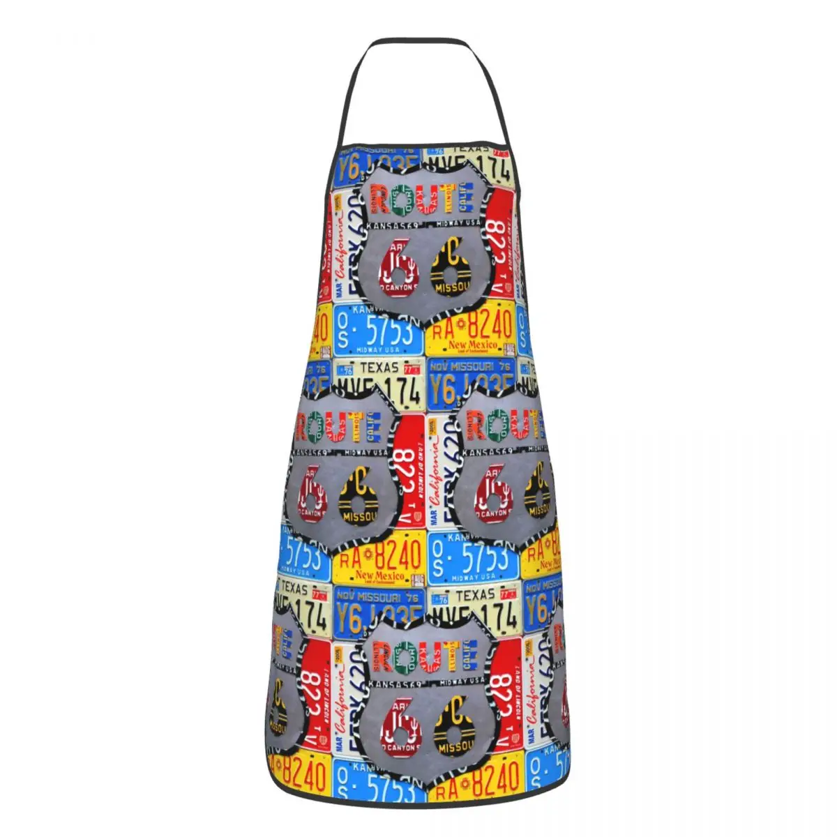 Custom Main Street Of America Bib Apron Kitchen Chef Route 66 License Plate Art Tablier Cuisine for Cooking Baking Painting