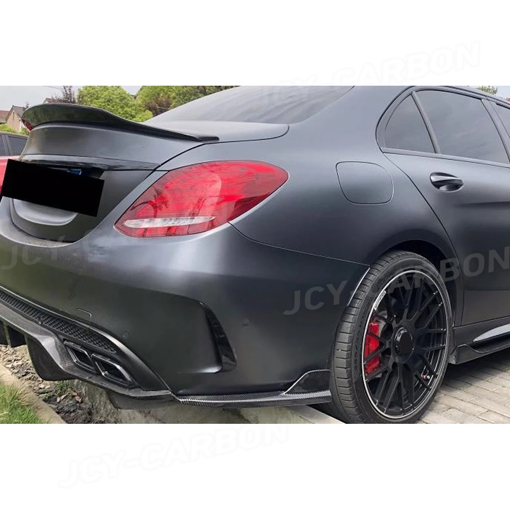 

JCYECF Carbon Fiber For Mercedes Benz C Class W205 C205 C180 C200 C300 C63 Rear Splitters Bumper Aprons Flaps 2015-2019