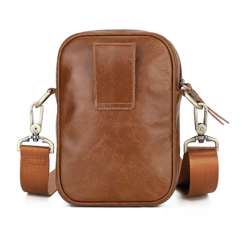 

New Men's Cow Leather Crossbody Bag Man Shoulder Bag Casual Male Small Simple Bag For Men