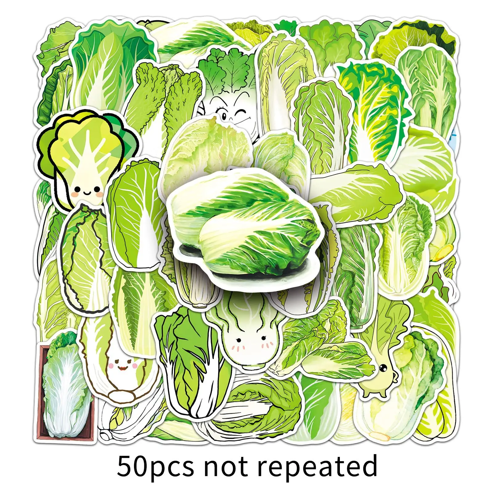 

50PCS Cartoon Vegetable Cabbage Cute Funny Meme Doodle Stickers Waterproof Decal Toys for Pencil Box Water Cup Scrapbook Scooter
