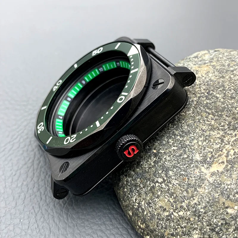 Mod 42mm NH35 NH36 Cassa per orologio quadrata Custodia con sigillo Cover posteriore 20ATM Orologio subacqueo da uomo impermeabile SKX007 SRPD Pilot Cockpit Case