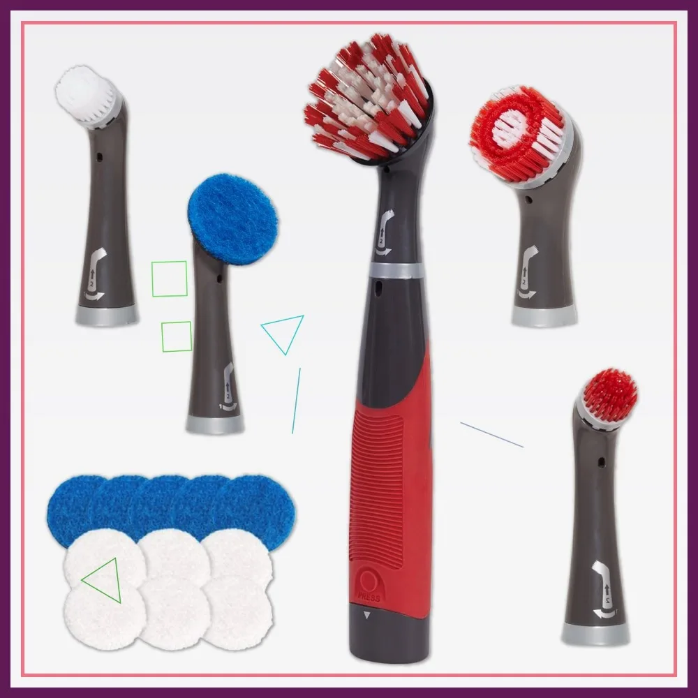 Комплект беспроводного электрического скруббера, набор из 18 предметов для домашней уборки, водостойкая, быстрая осциллирующая щетка