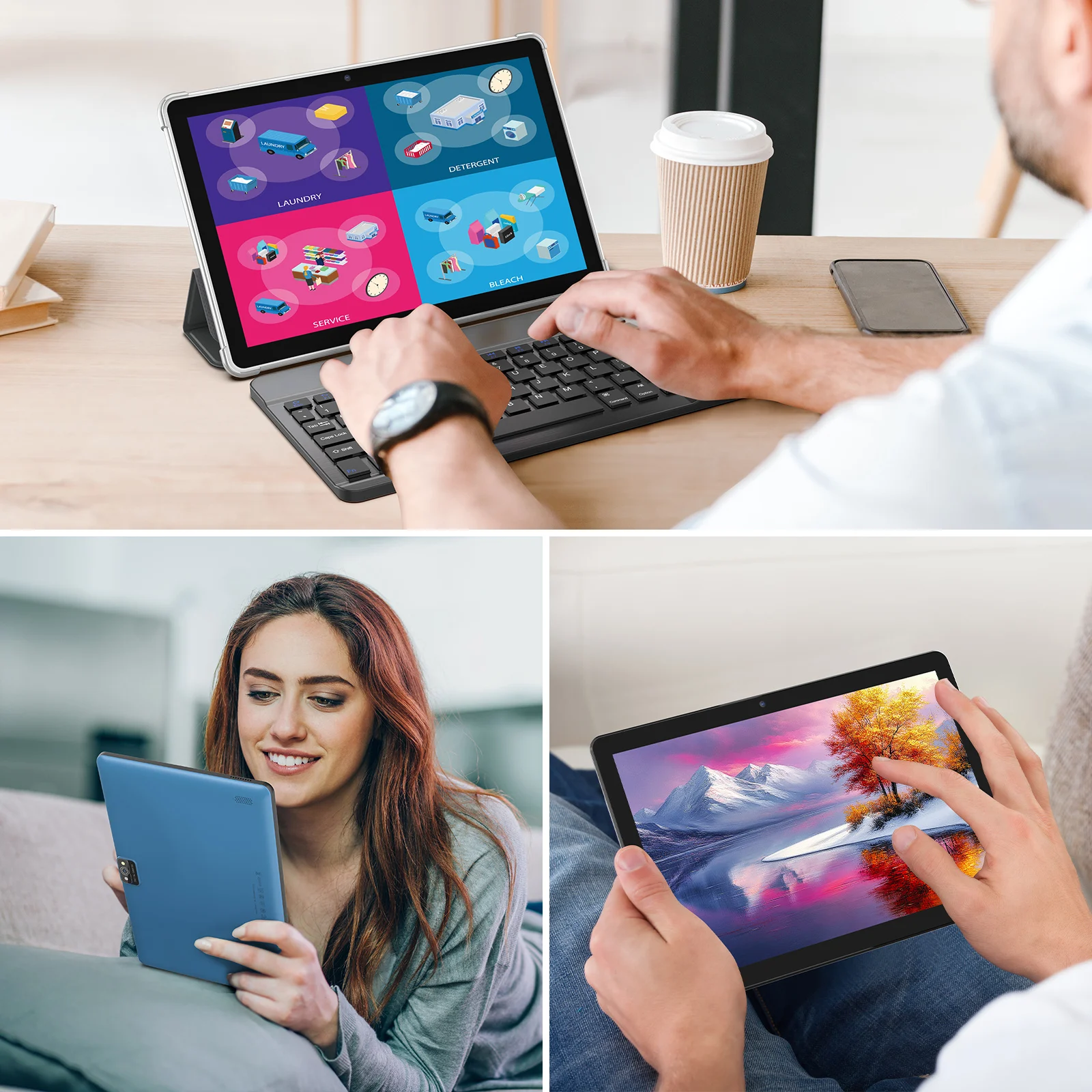 BAKEN แท็บเล็ต Android 13 ขนาด 10 นิ้วใหม่, โปรเซสเซอร์ quad-core, 7GB (ส่วนขยายหน่วยความจํา 3g + 4g) RAM + ROM 64GB, ส่วนขยาย 1TB, IP 1280x800