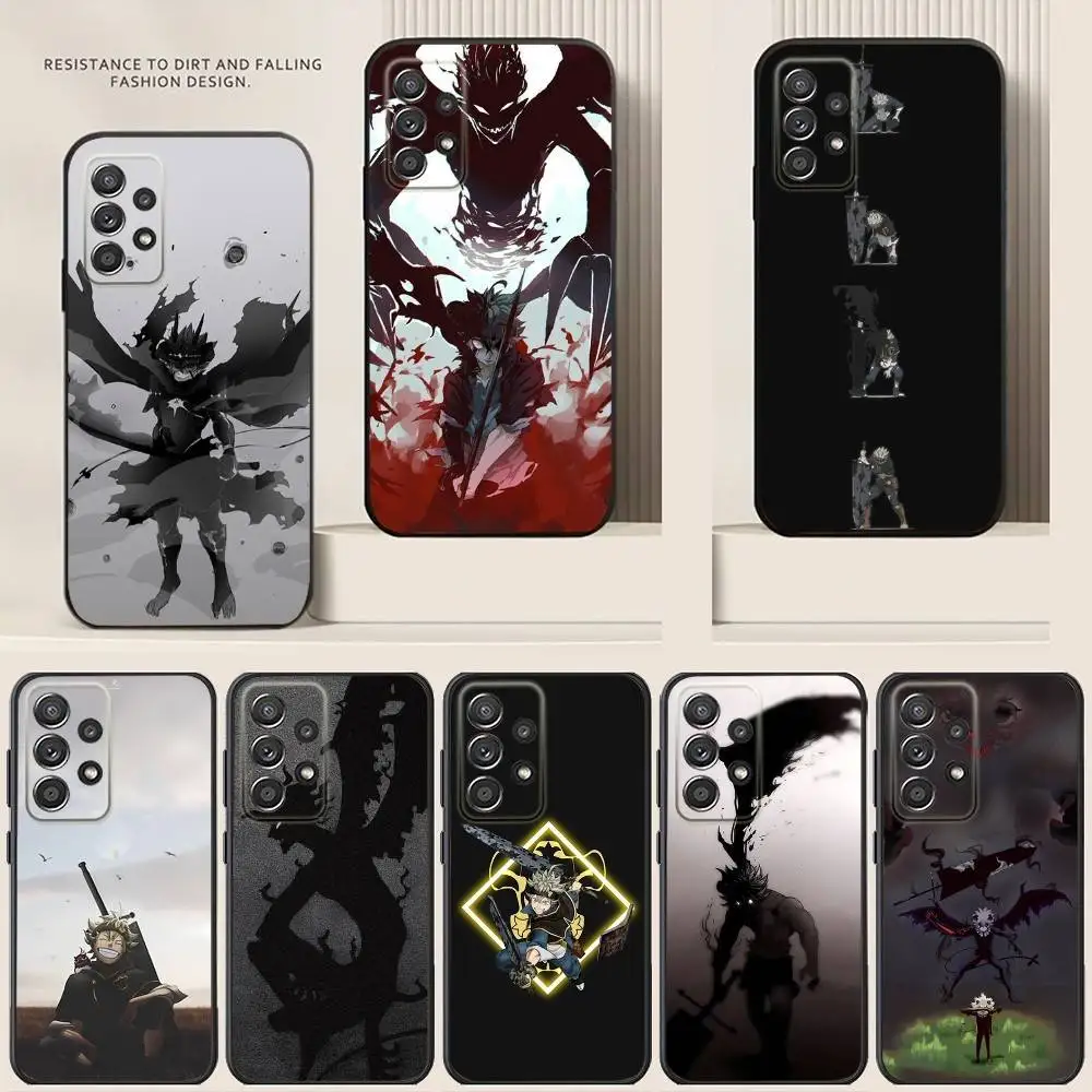 

Anime Black Clover Phone Case For Samsung S24,21,22,23,30,Ultra,20,Plus,Note,10,9,5G Black soft silicone case