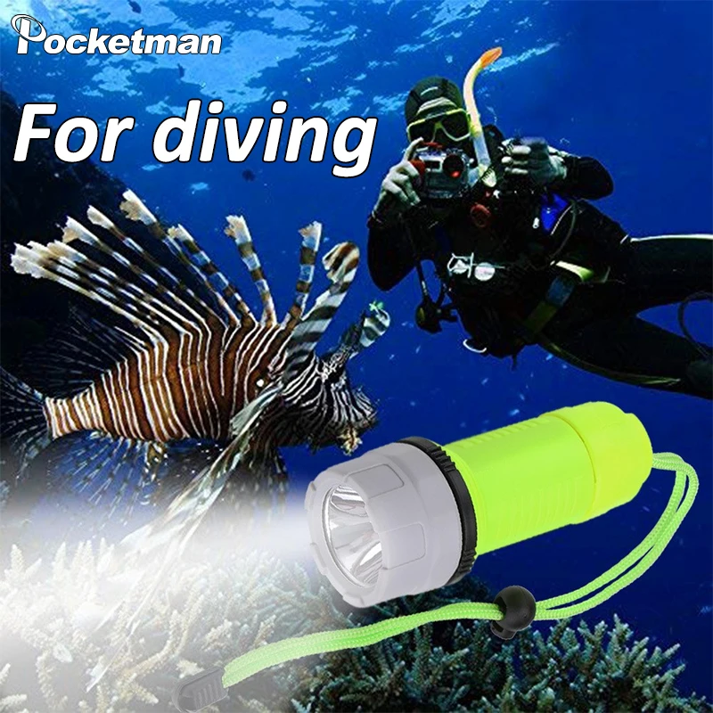 Diving Flashlight High Lumen Dive Light Scuba Dive Lights Waterproof Underwater Torch Submarine Flashlights with 3 Modes
