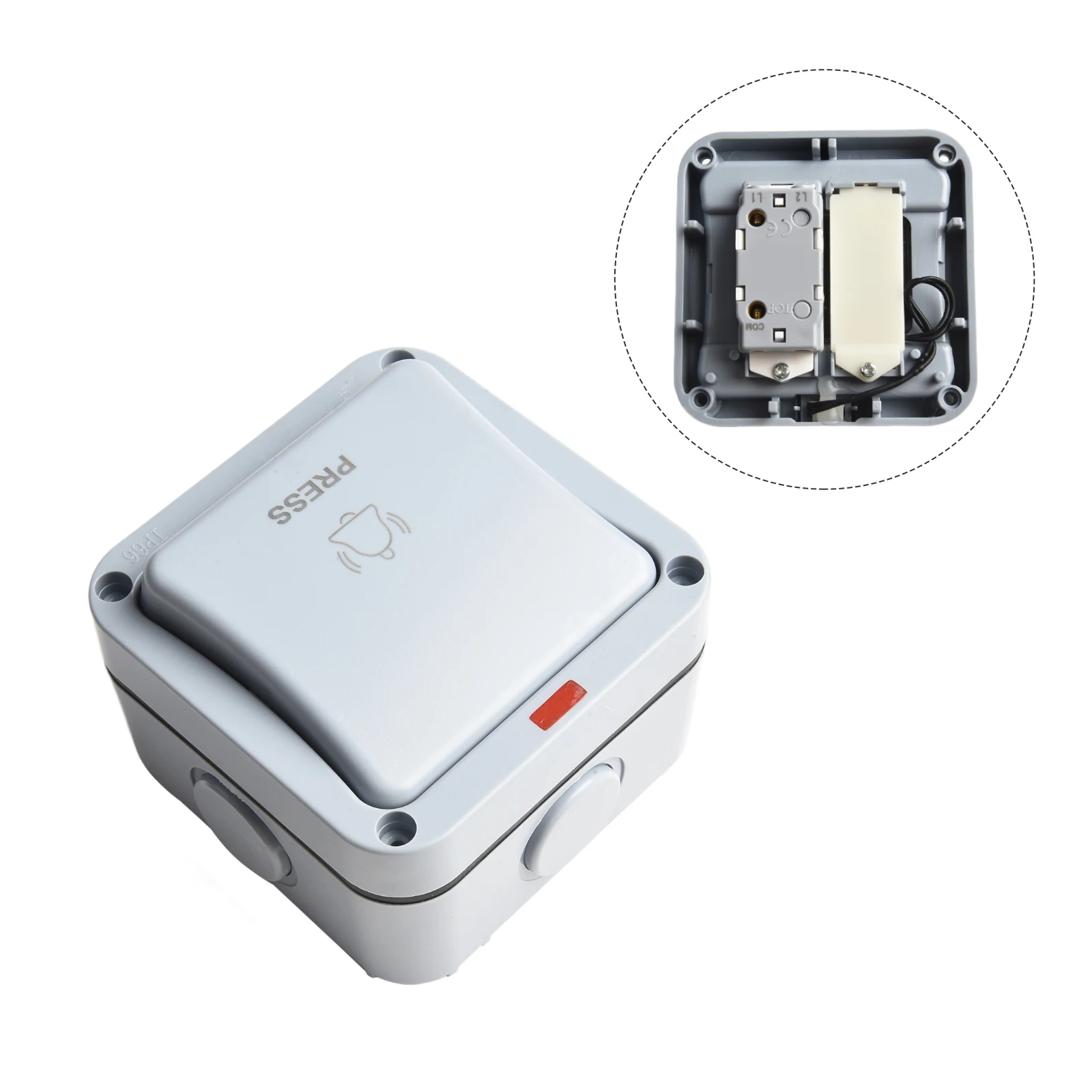 IP66 Outdoor Waterproof And Dustproof Doorbell Button Switch 220V~250V Plastic Doorbell Switch With Night Light