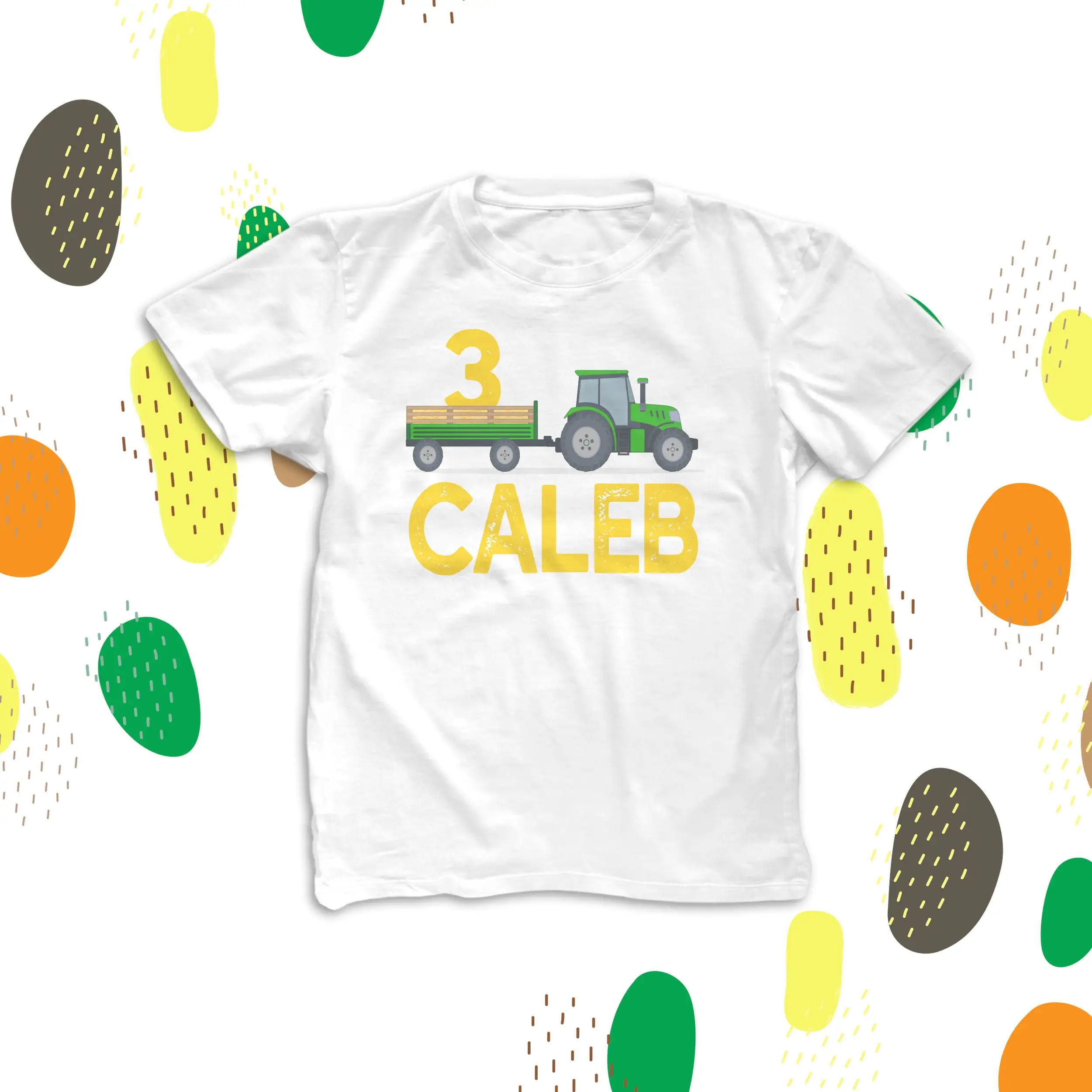 3Rd Birthday Tractor Shirt Third Farm Green Yellow Plow Personalized Any Age 22Bd 006