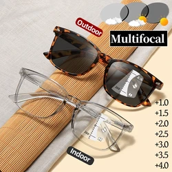 Photochromic Multifocal Reading Glasses Progressive Women Men 3 in 1 Outdoor Shade Sunglasses Anti Blue Light Near Far Eyewear