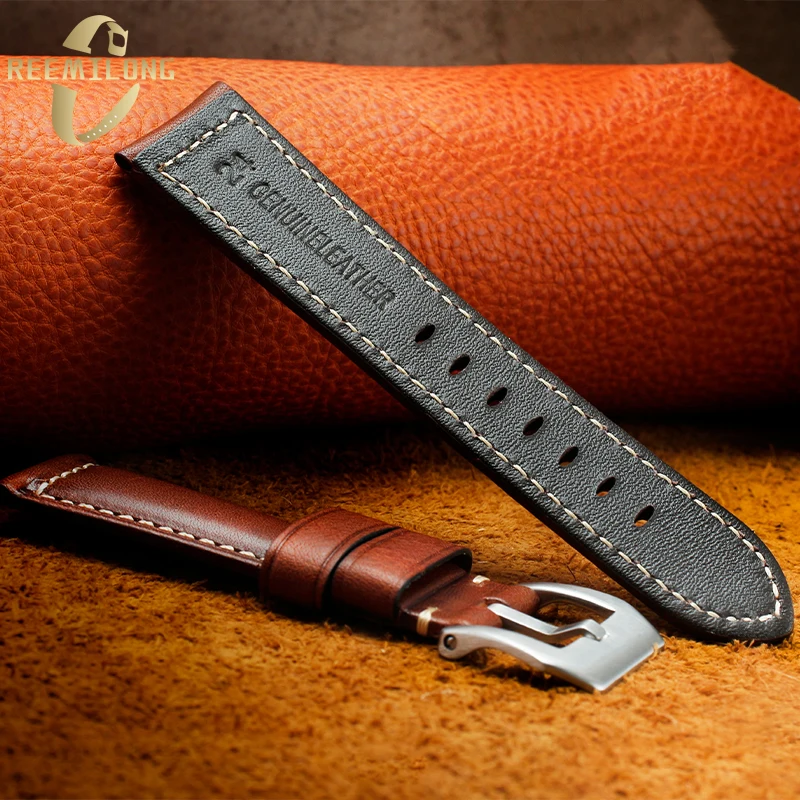 Italian cowhide lea/ther watchstrap 20mm 22mm 24mm 26mm vintage brown soft men watchband bracelet For Panerai Luminox PAM111 441