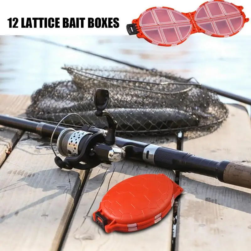 Fishing Lure Box 12-Grid Fishing Bait Container Portable Lure Organizer Turtle Shaped Case For Organizing Fishing Gear