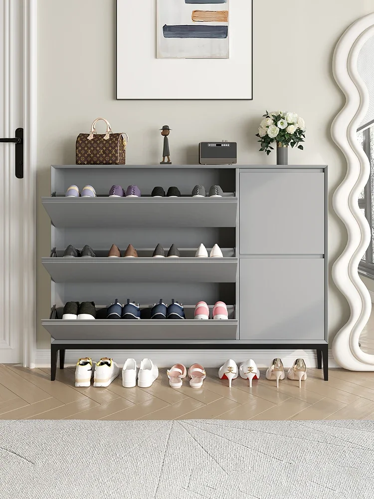 

Large capacity multi-function simple European small apartment modern flap door cabinet Italian solid wood shoe cabinet household