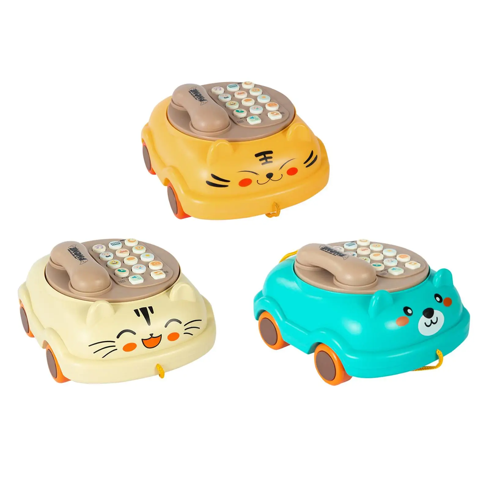 Kid Phone Cognitive Development Toy Lights Piano Early Learning Toy Phones Toy for Preschool Educational Learning Girl