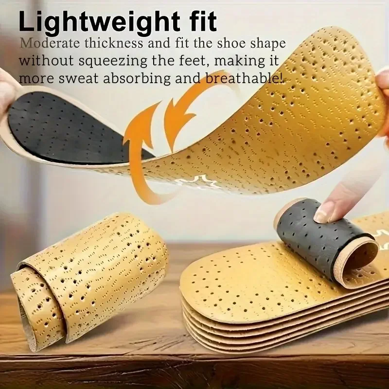 Ultra-Thin Breathable Soft Leather insoles,Suitable for Both Men And Women,Can Be Manually Cut to The Desired Size image 2