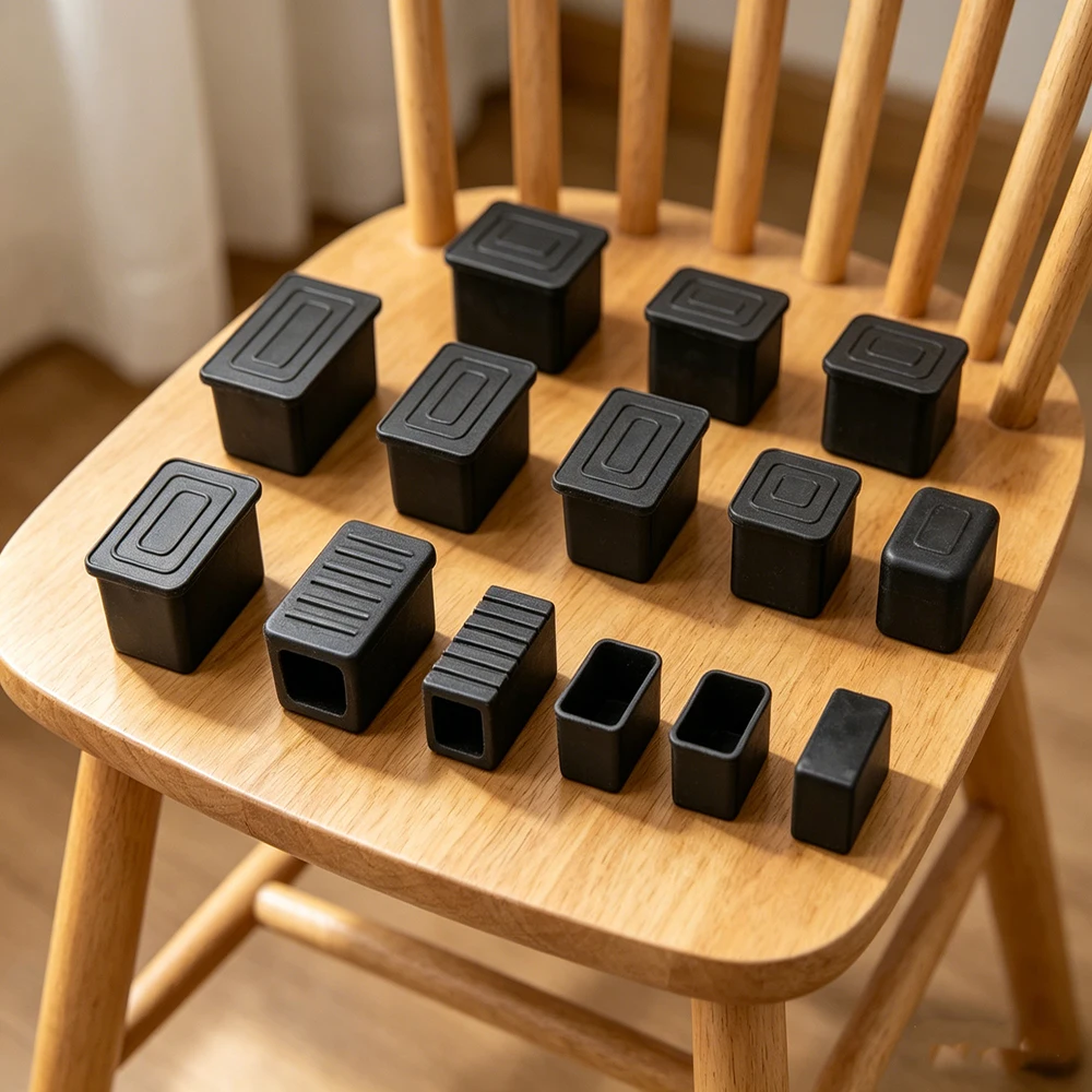 Black PVC Soft Plastic Tube Cover 10*20-60*120mm Table&Chair Foot Pad Protection Cover Stool Foot Sleeve Furniture Cover