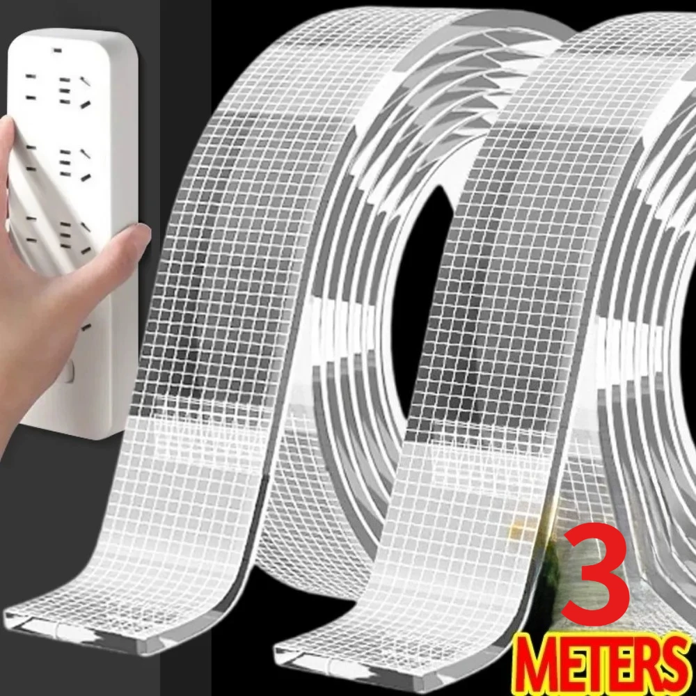 

Strong Nano Double Sided Tape Waterproof Removable Transparent Adhesive for Home Kitchen Office Wall Hanging Photos Decor Crafts