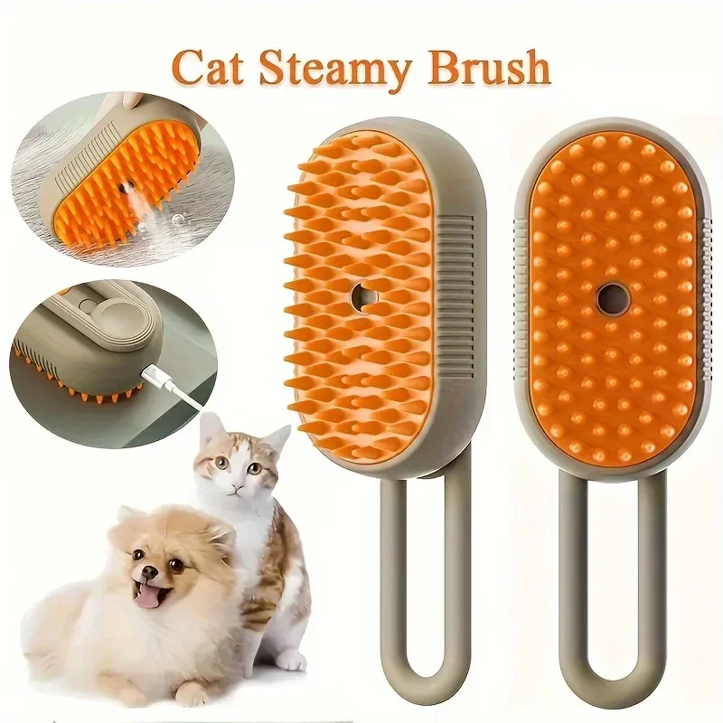 New Pet Spray Comb for Cats and Dogs Pet Electric Spray Hair Removal Comb One Key Spray Anti-Flying Massage Brush Clean Grooming