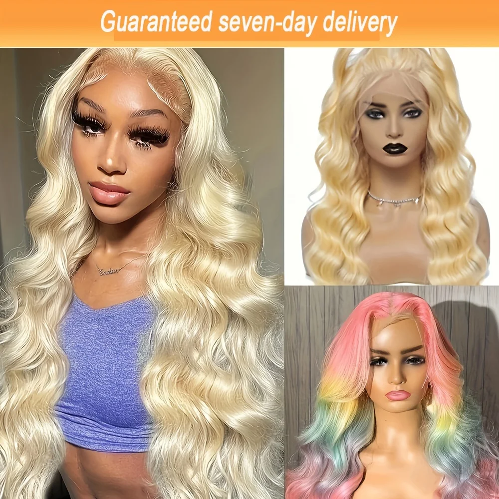 

Elegant Body Wave Human Hair Wig with Transparent Lace Front, Pre-Plucked Baby Hair, 13X4 Hair 250% Density, 613 Blonde Color