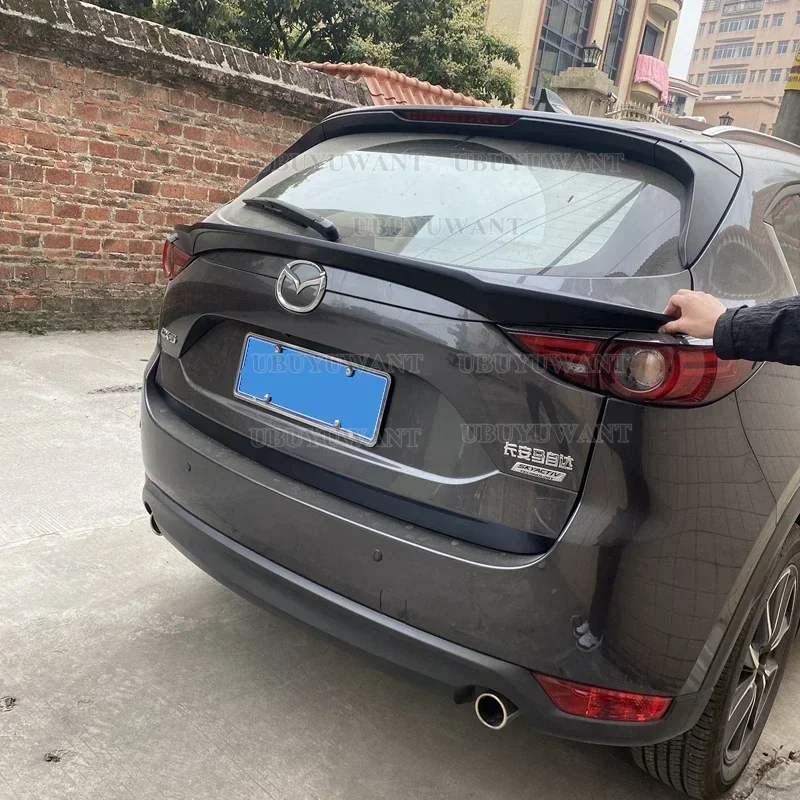 For Mazda CX-5 CX5 2017 2018 2019 2020 2021 Rear Middle Carbon Fiber Trunk Lip Wing Black White Spoiler Car Styling view 2