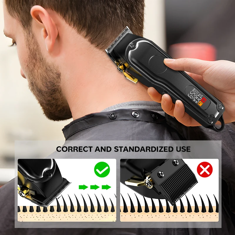 KIKIDO-cortadora de pelo de Metal para hombre, maquinilla de afeitar profesional con pantalla LCD, Máquina para cortar cabello eléctrica, maquinilla de afeitar inalámbrica