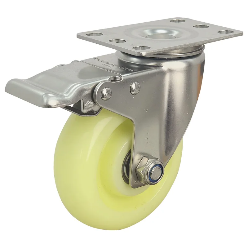 4pcs 5inch medium304 stainless steel nylon Caster 125mm swivel brake wheel Industrial casters