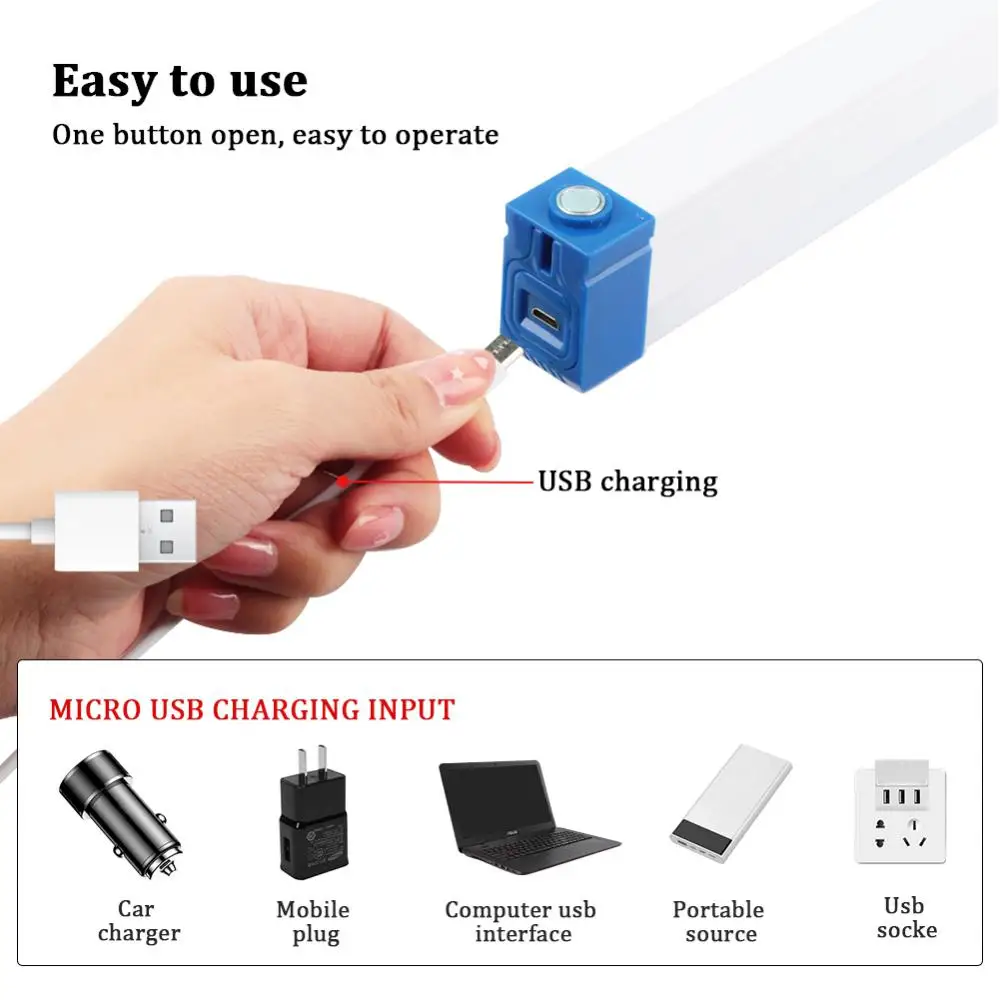 Tubo de luz LED recargable por USB, lámpara de emergencia para el hogar, luces de emergencia portátiles para exteriores, 15CM, 30CM, 50CM