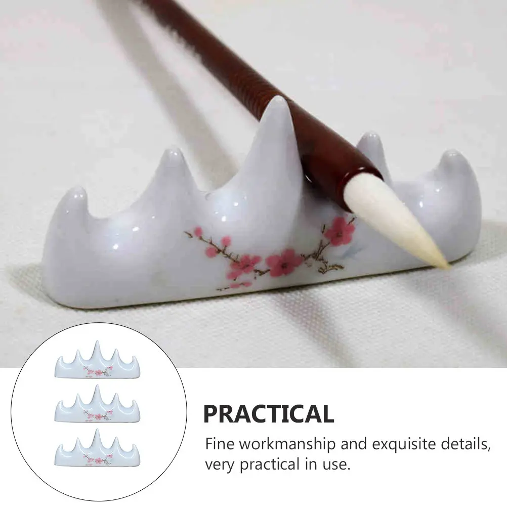 

3Pcs Calligraphy Pen Rack Multifunctional Ceramic Brush Holder for Painting Writing Pens Fine Craftsmanship Generous Appearance