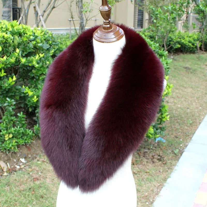 Winter Female Natural Silver Fox Fur Collar Red Fox Scarf Real Plush WarmNeck Scarves Coat Jacket Collar Fashion Shawl Women