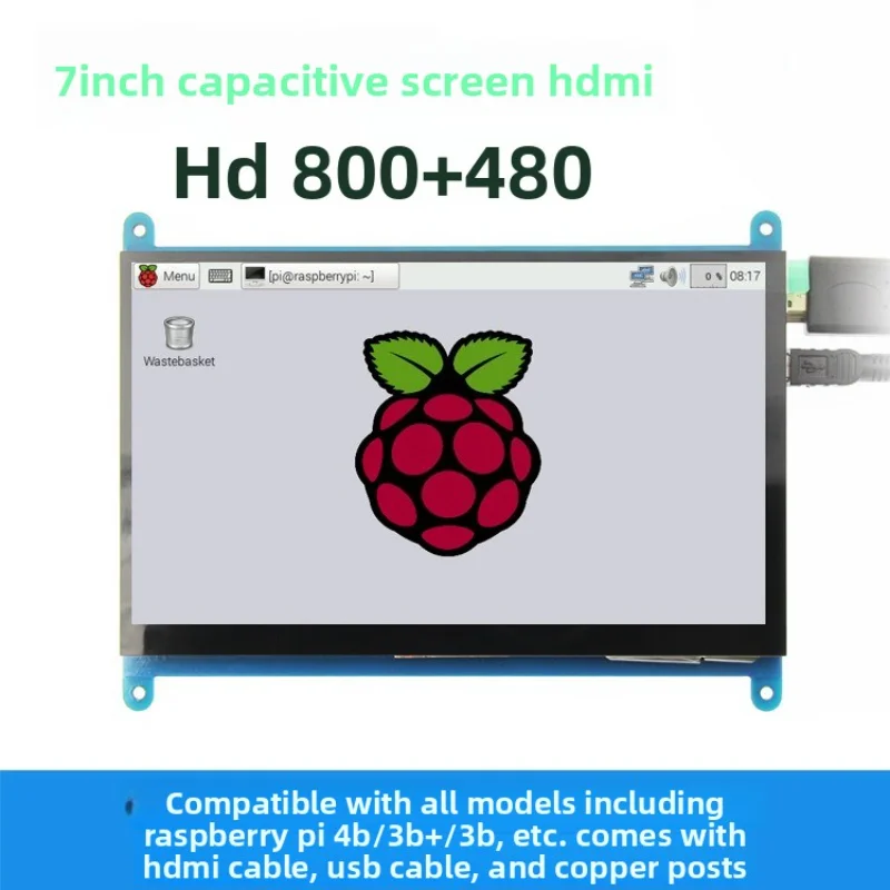 7-Inch Raspberry Pi HDMI Capacitive Touch Screen Monitor 800X480 Compatible with Raspberry Pi 3B +/4B