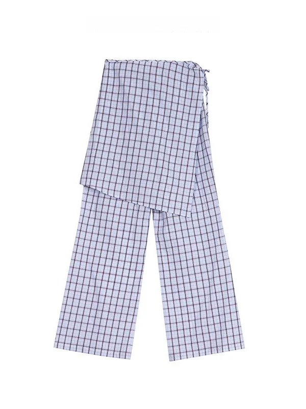 

Loose Casual Pants Original Plaid Design High Waist Trousers for Women Comfortable Polyester Cotton Blend Summer Faion