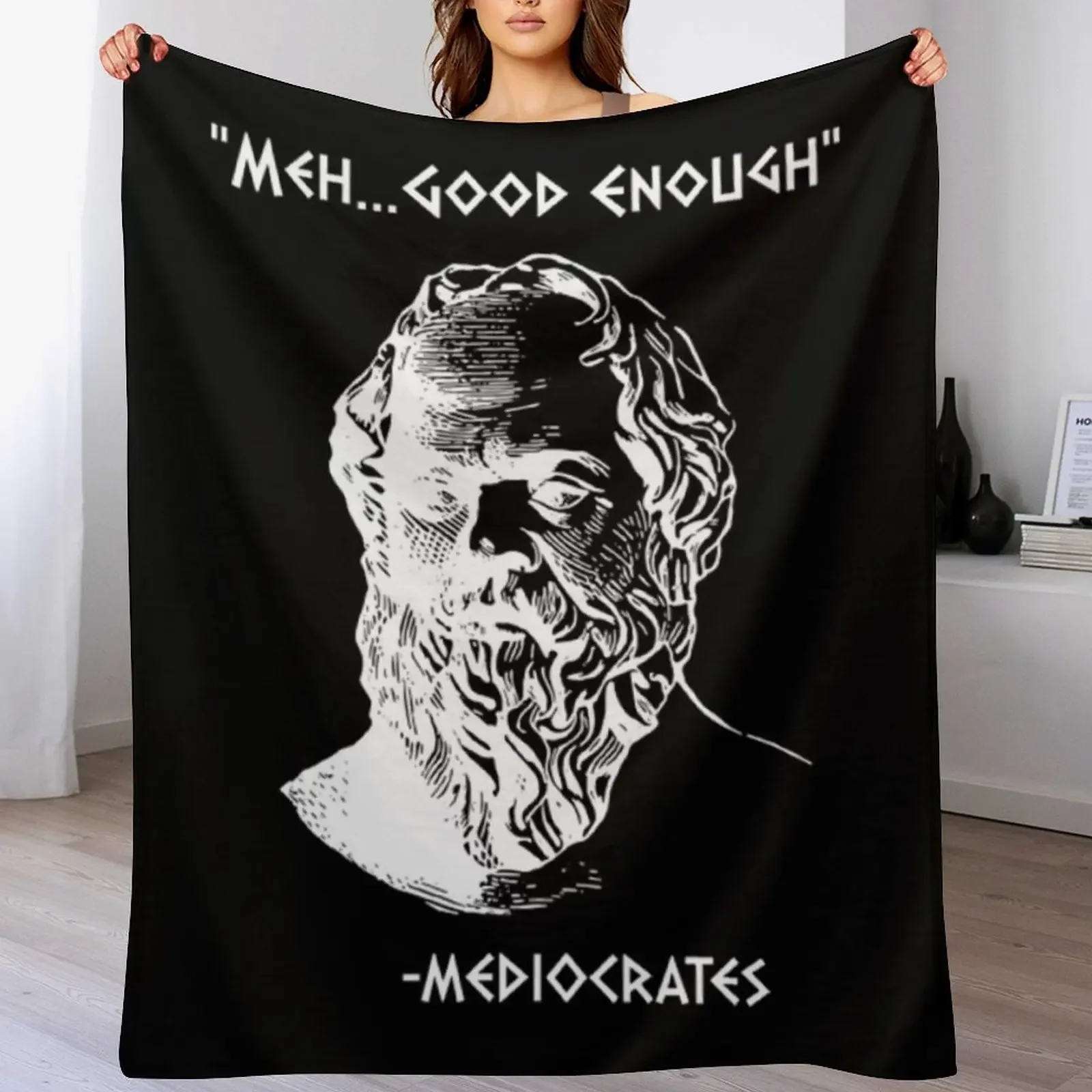 T-shirt Mediocrates Meh Good Enough Sarcasm, couverture de canapé Mediocrates Meh Good Enough Sarcasm, couverture fine de marque de luxe