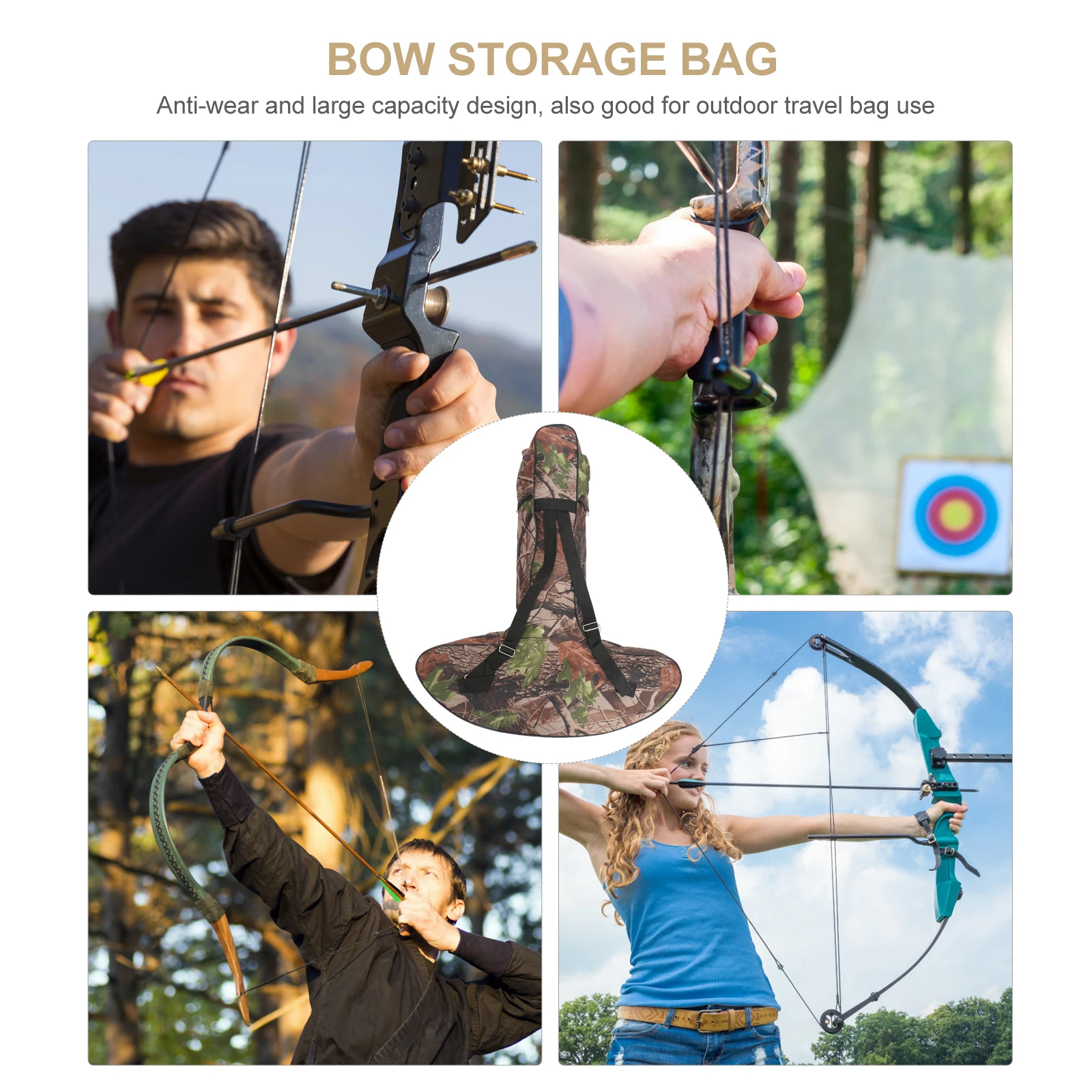

T Shape Bow Package Bag Arrow Pouch Durable Soft Storage Outdoor Travel Case Large Capacity Foldable Canvas Bag