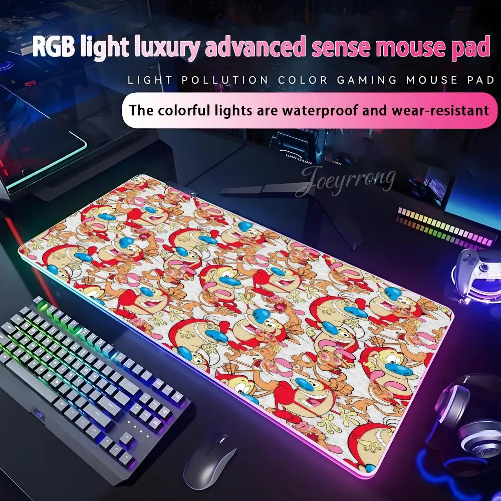 

Коврик для мыши Ren Stimpys Show для FPS eSports RGB, расширенная игровая клавиатура, светодиодные коврики, большой размер 1000x500 мм XXL для геймера