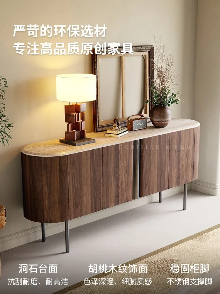 DSA wabi-sandy wind solid wood dining side cabinet medium and ancient style against the wall tea storage decorative