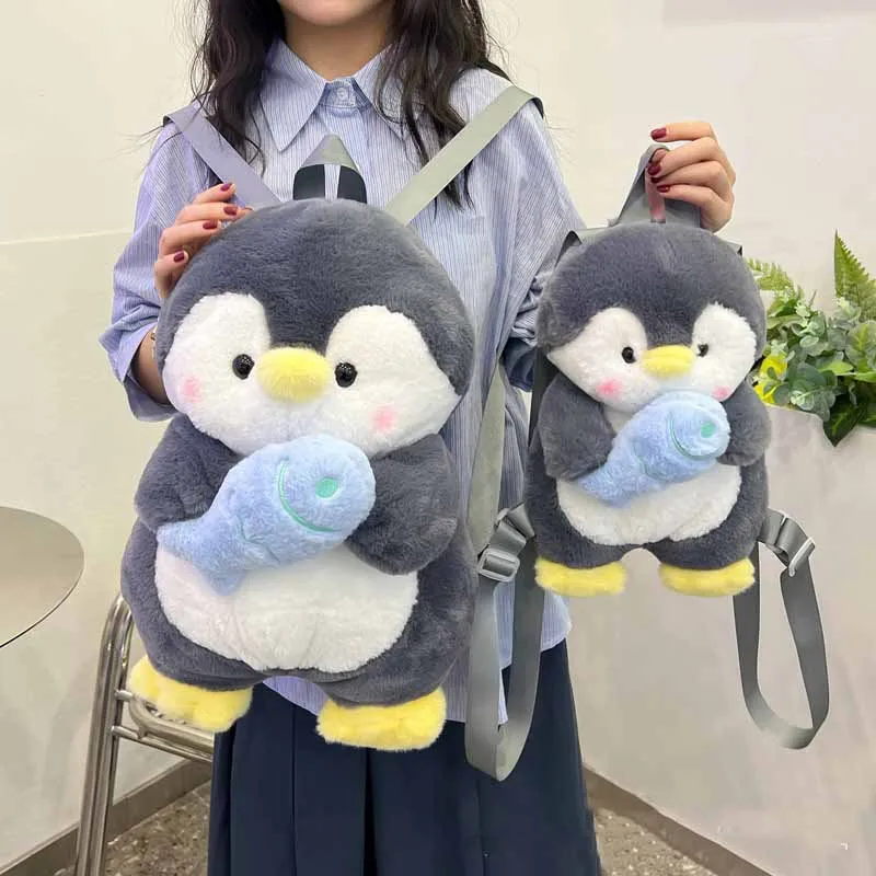 Cartoon New Soft And Cute Plush Stuffed Penguin Doll Shoulder Bag Fashion Large Penguin Plush Backpack Kids Birthday Gifts