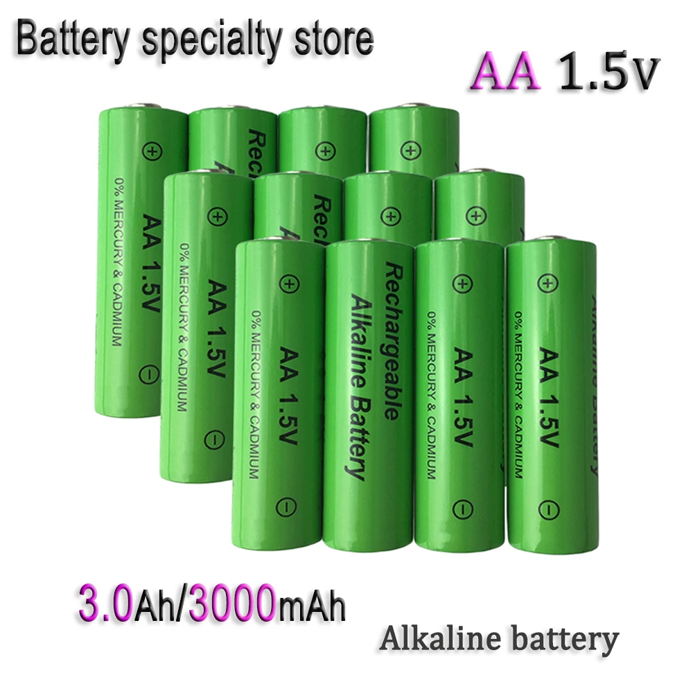 AA 1.5V 3000mAh/3.0Ah  Alkaline Rechargeable Battery Suitable  For MP3 RC Toys LED Flashligh