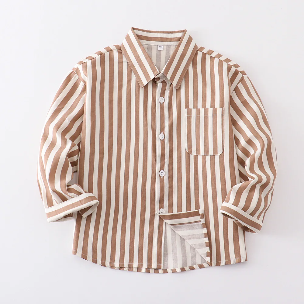 

2024 Summer New Hot Selling Children's Striped Shirt Long Sleeve Korean Version Collar Boys Shirt Casual Multi Color Bottom Coat