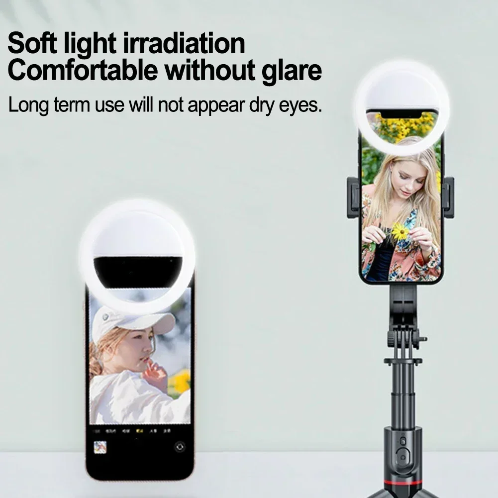 Enhance Beauty with Portable LED Self Timer Ring Light Bright Skin Three stage Brightness Adjustment Easy to Use