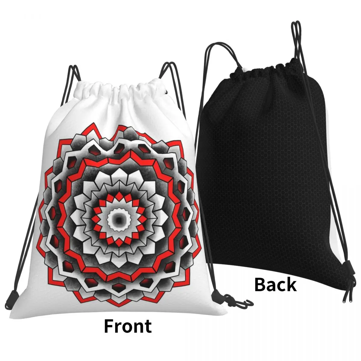 Mandala Desgin Backpacks Casual Portable Drawstring Bundle Pocket Sports Bag Book Bags For Travel Students
