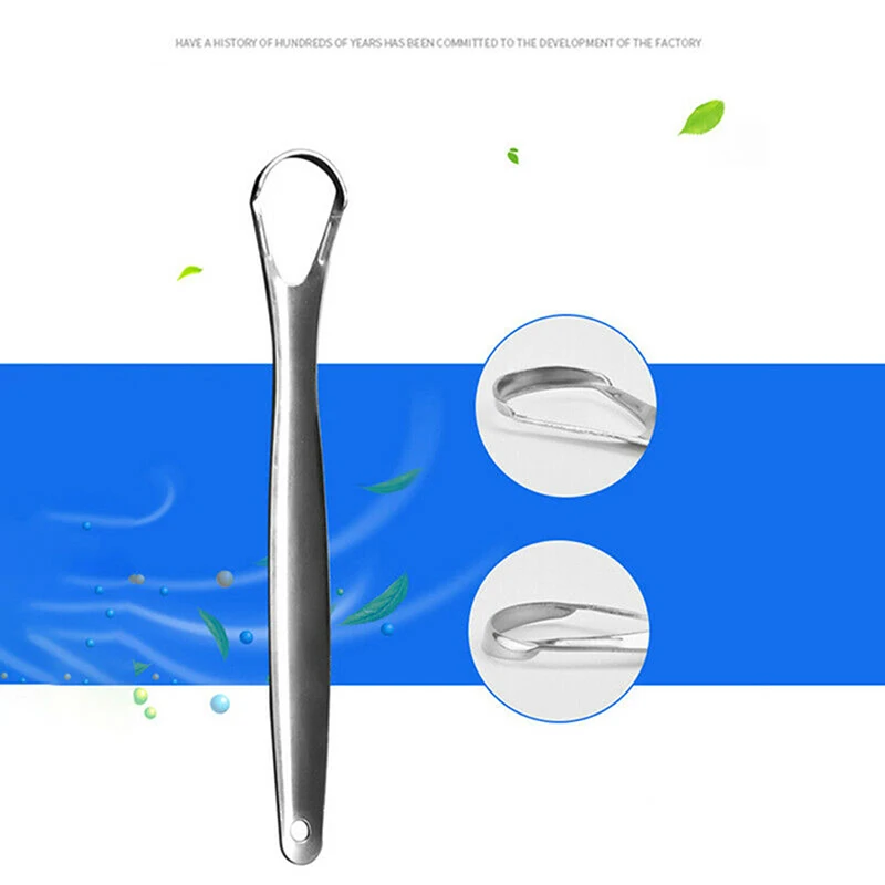 1Pcs U-Type Stainless Steel Tongue Scraper Oral Cleaner Brush Coated Tongue Cleaning Toothbrush for Oral Hygiene Care