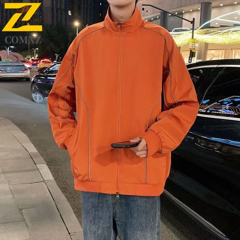 

COMXZ 2025 Women Orange Techwear Jacket High Collar Waterproof Windproof Outdoor Mountaineering Stand Collar Workwear Coat