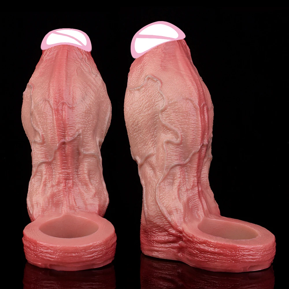 SXM Realistic Dildo Sheath Open-ended Penis Sleeve With Anti-drop For Dick Enlarger Cock Sleeve Sex Toys Pleasure Sexy Tools 18