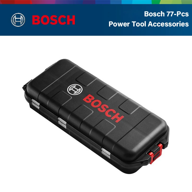 ‌ Bosch-funda negra, accesorios de 77 piezas, brocas, juego de brocas para carpintería, azulejos de vidrio, kit de herramientas de destornillador metalúrgico
