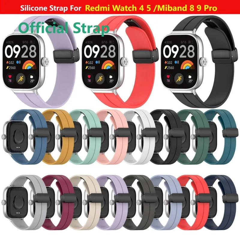 Pulseira magnética de silicone para redmi watch 5 4 pulseira inteligente para xiaomi mi band 8 9 pro pulseira watch5 acessórios